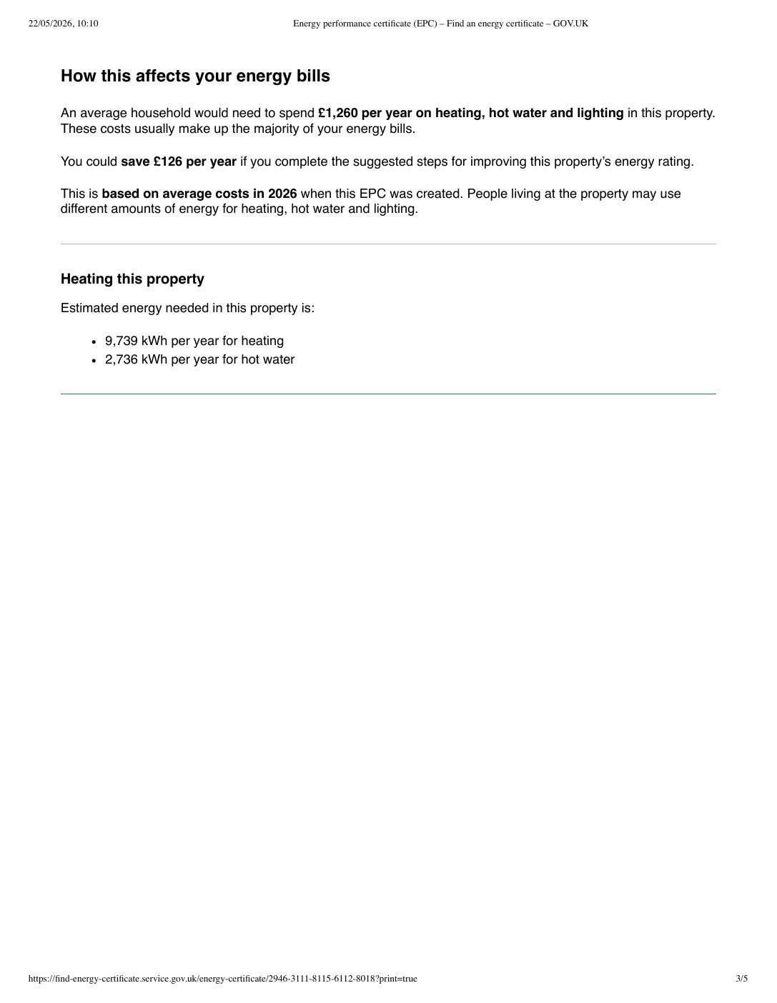 Sample EPC — 3. How this affects your energy bills
